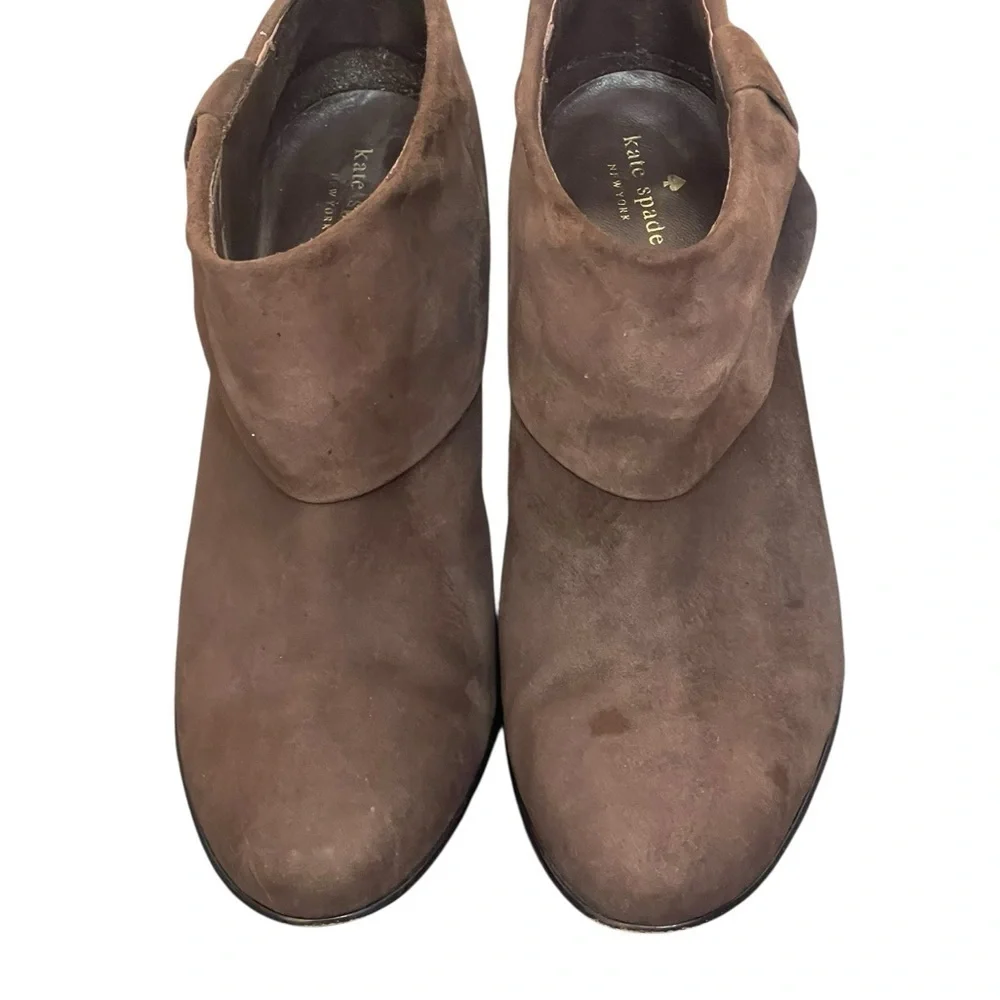 Kate Spade Chocolate Suede Heeled Booties size 9.5M